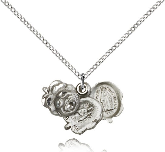 Rosebud Medal, Sterling Silver - 18&quot; 1.2mm Sterling Silver Chain + Clasp