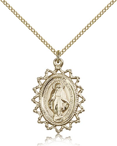 Miraculous Medal, Gold Filled - Gold-tone