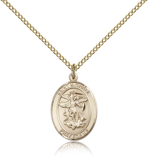 St. Michael the Archangel Medal, Gold Filled, Medium - Gold-tone