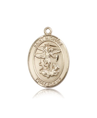 St. Michael the Archangel Medal, 14 Karat Gold, Large - 14 KT Yellow Gold