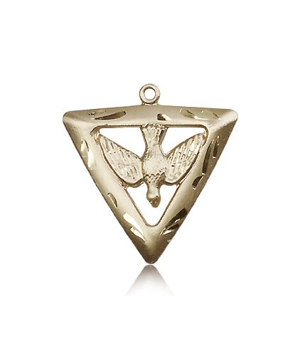 Holy Spirit Triangle Medal, 14 Karat Gold - 14 KT Yellow Gold