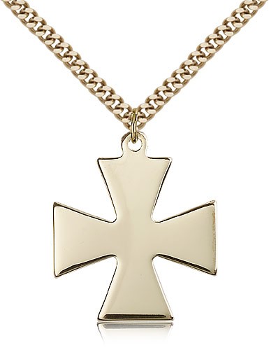 Surfer Cross Pendant, Gold Filled - 24&quot; 2.4mm Gold Plated Endless Chain