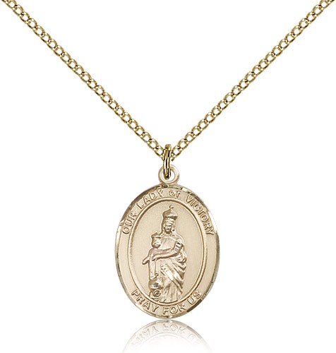 Our Lady of Victory Medal, Gold Filled, Medium - Gold-tone