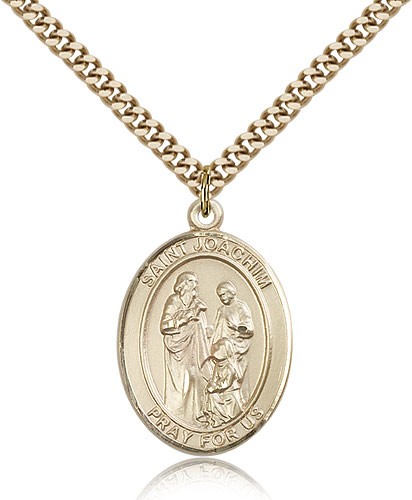 St. Joachim Medal, Gold Filled, Large - 24&quot; 2.4mm Gold Plated Chain + Clasp