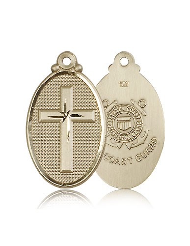 Coast Guard Cross Pendant, 14 Karat Gold - 14 KT Yellow Gold