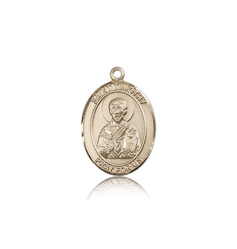 St. Timothy Medal, 14 Karat Gold, Medium - 14 KT Yellow Gold
