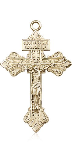 Crucifix Pendant, 14 Karat Gold - 14 KT Yellow Gold