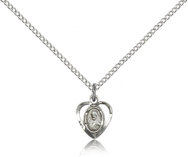 Scapular Medal, Sterling Silver - 18&quot; 1.2mm Sterling Silver Chain + Clasp