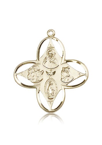 4 Way Cross Pendant, 14 Karat Gold - 14 KT Yellow Gold