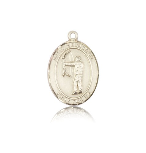 St. Sebastian Archery Medal, 14 Karat Gold, Medium - 14 KT Yellow Gold