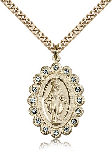 Miraculous Medal, Gold Filled - 24&quot; 2.4mm Gold Plated Endless Chain