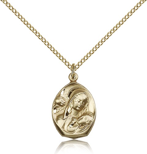 Madonna and Child Medal, Gold Filled - Gold-tone