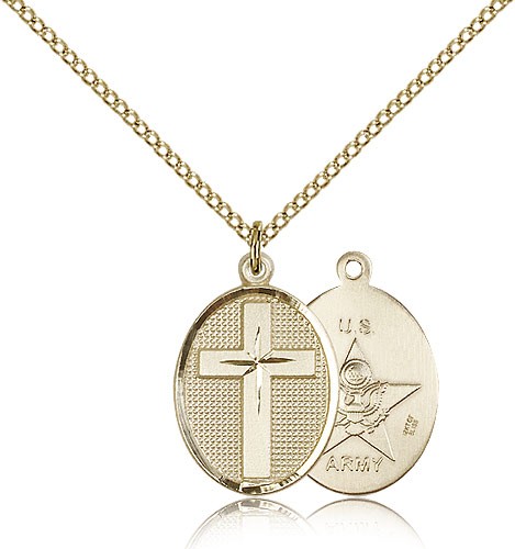 Army Cross Pendant, Gold Filled - Gold-tone