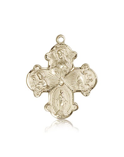 4 Way Cross Pendant, 14 Karat Gold - 14 KT Yellow Gold