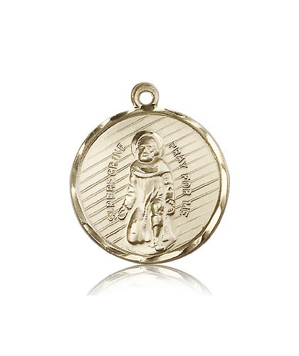 St. Perregrine Medal, 14 Karat Gold - 14 KT Yellow Gold