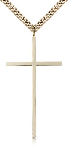 Cross Pendant, Gold Filled - 24&quot; 2.4mm Gold Plated Endless Chain