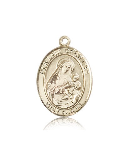 Our Lady of Grapes Medal, 14 Karat Gold, Large - 14 KT Yellow Gold