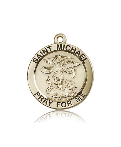 St. Michael the Archangel Medal, 14 Karat Gold - 14 KT Yellow Gold