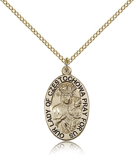 Our Lady of Czestochowa Medal, Gold Filled - Gold-tone