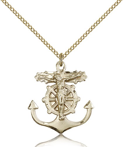 Anchor Crucifix Pendant, Gold Filled - Gold-tone