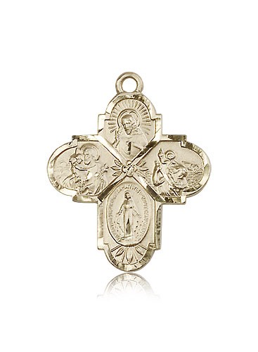 4 Way Cross Pendant, 14 Karat Gold - 14 KT Yellow Gold