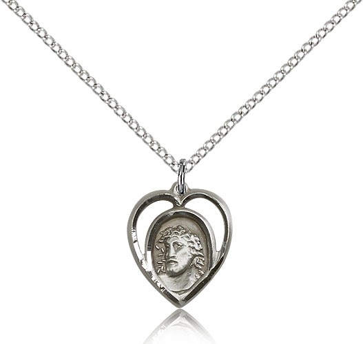 Ecce Homo Medal, Sterling Silver - 18&quot; 1.2mm Sterling Silver Chain + Clasp