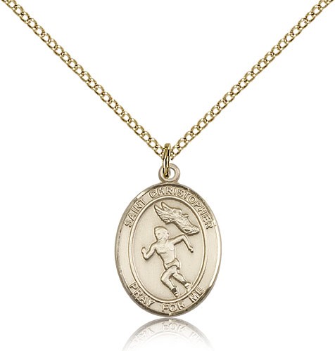 St. Christopher Track &amp; Field Medal, Gold Filled, Medium - Gold-tone