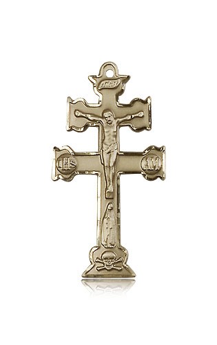 Caravaca Crucifix Pendant, 14 Karat Gold - 14 KT Yellow Gold