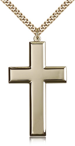 Cross Pendant, Gold Filled - 24&quot; 2.4mm Gold Plated Endless Chain