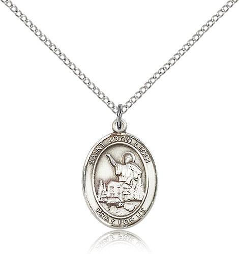 St. John Licci Medal, Sterling Silver, Medium - 18&quot; 1.2mm Sterling Silver Chain + Clasp