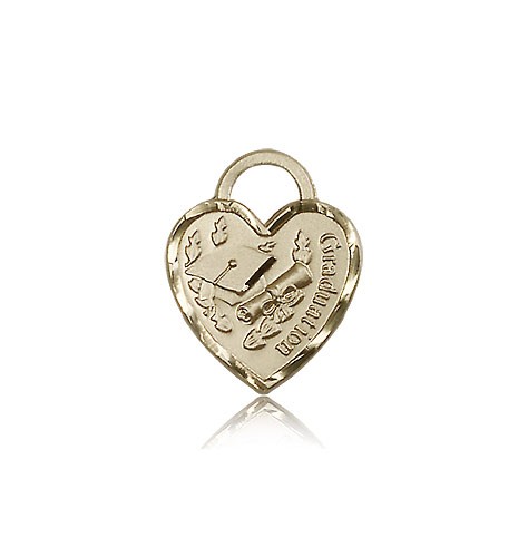 Graduation Heart Medal, 14 Karat Gold - 14 KT Yellow Gold