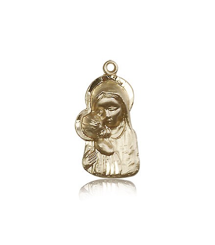 Madonna and Child Medal, 14 Karat Gold - 14 KT Yellow Gold