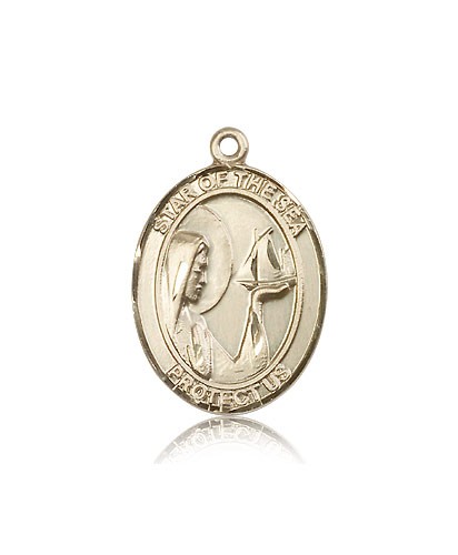 Our Lady Star of the Sea Medal, 14 Karat Gold, Large - 14 KT Yellow Gold