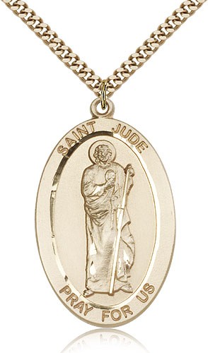 St. Jude Medal, Gold Filled - 24&quot; 2.4mm Gold Plated Endless Chain