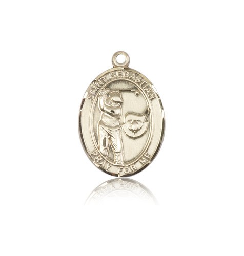 St. Sebastian Golf Medal, 14 Karat Gold, Medium - 14 KT Yellow Gold