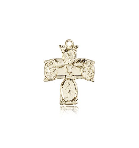 4 Way Cross Pendant, 14 Karat Gold - 14 KT Yellow Gold