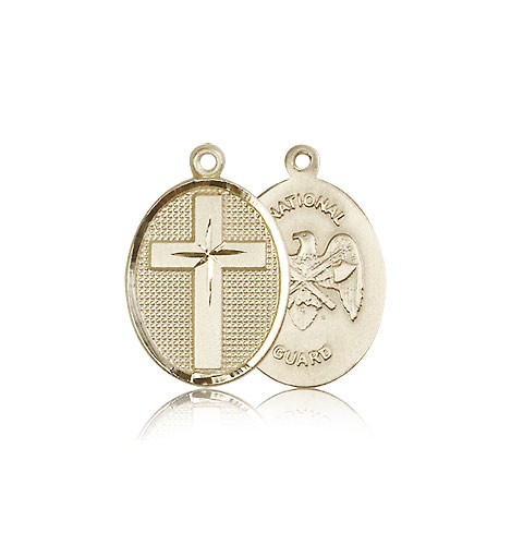 National Guard Cross Pendant, 14 Karat Gold - 14 KT Yellow Gold