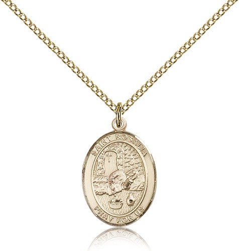 St. Rosalia Medal, Gold Filled, Medium - Gold-tone