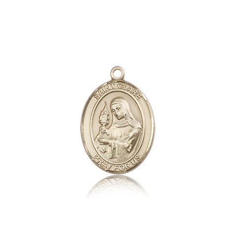 St. Clare of Assisi Medal, 14 Karat Gold, Medium - 14 KT Yellow Gold