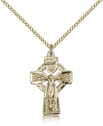 Celtic Crucifix Pendant, Gold Filled - Gold-tone