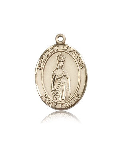 Our Lady of Fatima Medal, 14 Karat Gold, Large - 14 KT Yellow Gold