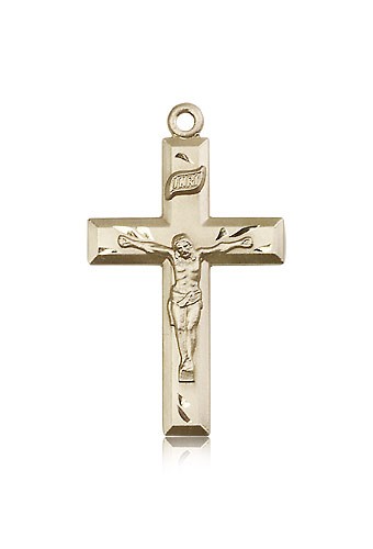 Crucifix Pendant, 14 Karat Gold - 14 KT Yellow Gold