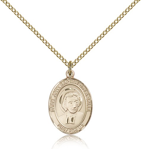 St. John Baptist De La Salle Medal, Gold Filled, Medium - Gold-tone
