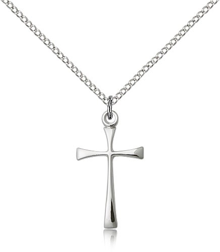 Maltese Cross Pendant, Sterling Silver - 18&quot; 1.2mm Sterling Silver Chain + Clasp