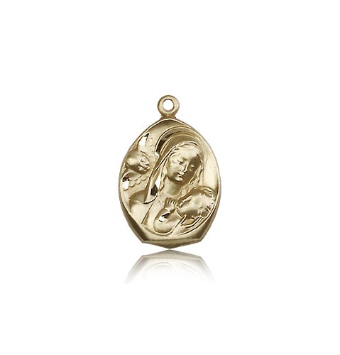 Madonna and Child Medal, 14 Karat Gold - 14 KT Yellow Gold