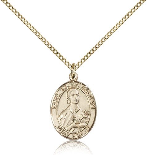St. Gemma Galgani Medal, Gold Filled, Medium - Gold-tone