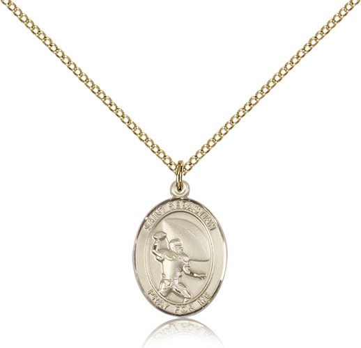 St. Sebastian Football Medal, Gold Filled, Medium - Gold-tone