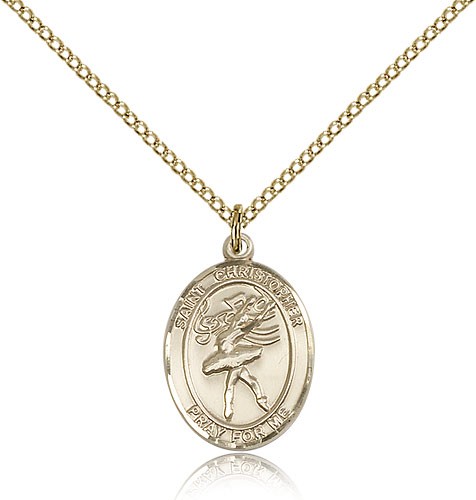 St Christopher Dance Medal, Sterling Silver, Medium - Gold-tone