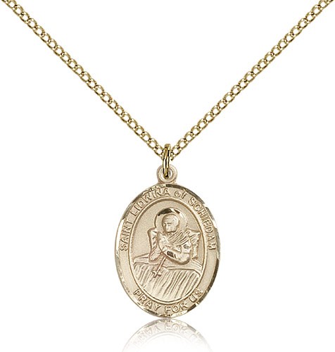 St. Lidwina of Schiedam Medal, Gold Filled, Medium - Gold-tone