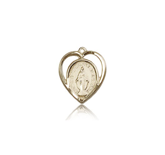 Miraculous Medal, 14 Karat Gold - 14 KT Yellow Gold